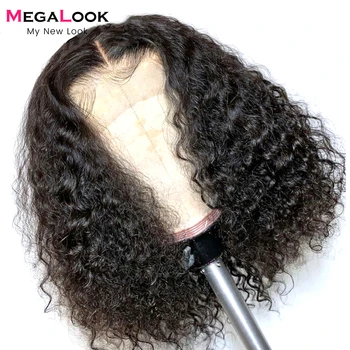 

Short Curly Wig Pre Plucked 13x4 Lace Front Wig Peruvian Remy Human Hair Curly Wig 10~16 inch Megalook Lace Frontal Wig 150 180%