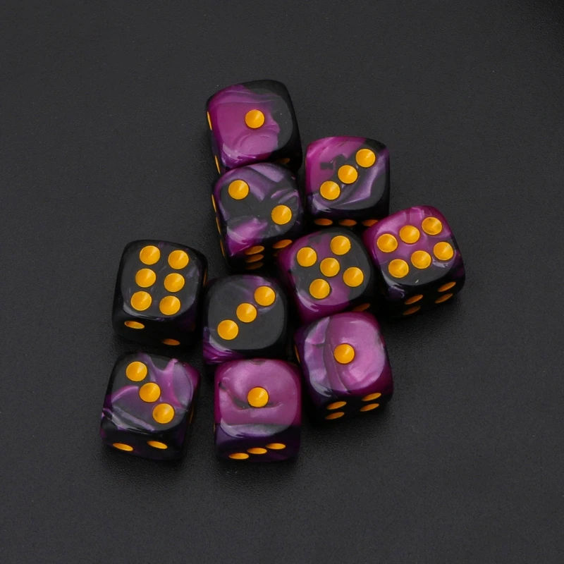 Acrylic Dice Game Dice Dice Set 10 Pcs Exquisite Six Sided 12mm Transparent Cube Round Corner Portable Table Playing Games Dice for Board Game Party