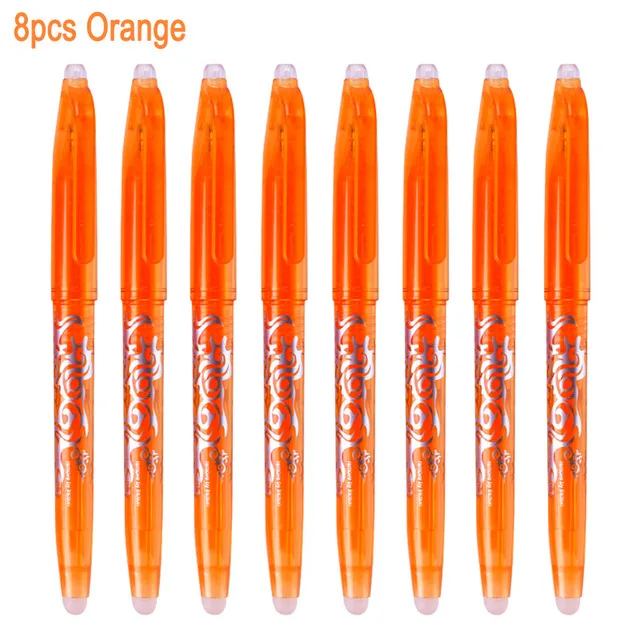 8pcs orange DELVTCH 0,5 мм стираемые костюм гелевая ручка синий/черные чернила магия стираемую заправки и ручки Комплект для школы и офиса пишущих инструментов студент S - Цвет: 8pcs orange