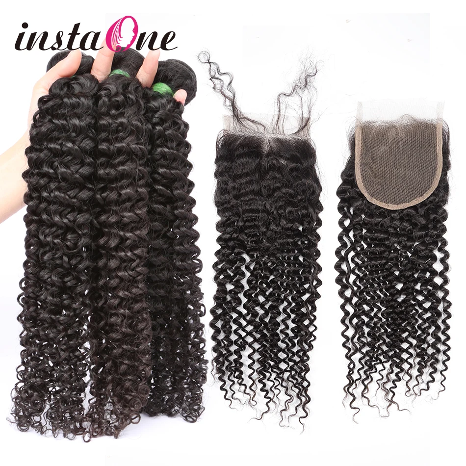 28 дюймов глубокая волна пряди с закрытием перуанские Remy кудрявые 100% человеческие