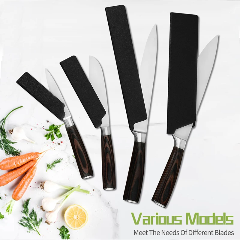 Black ABS Velvet Knife Blade Protector Set Portable Universal Knife Covers Kitchen Stand Holder