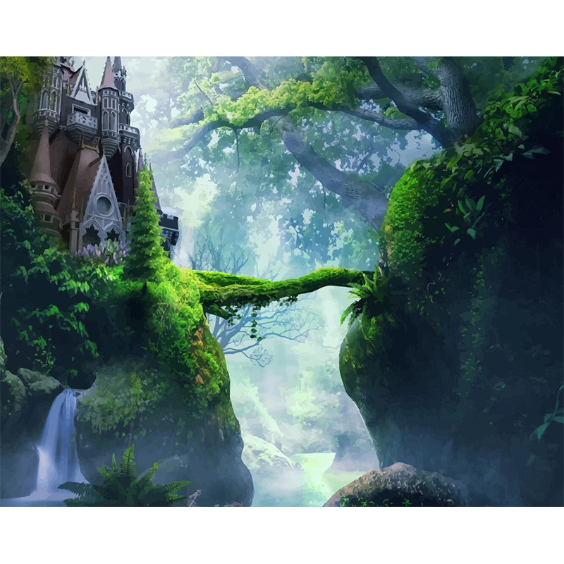 

DIY Painting By Numbers Kit For Adult Unique Gift Forest Castle Landscape Coloring By Numbers Draw On Canvas Acrylic Oil Painting On The Wall Art Picture Modern Home Decor