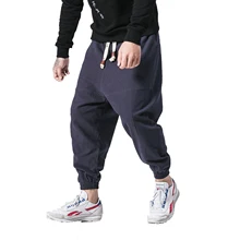 Льняные шаровары, мужские хип-хоп брюки, мужские s джоггеры, кросс-брюки, мужские широкие брюки, Hombre Ретро флисовые тренировочные штаны, M-5XL