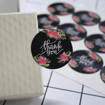 

5Sheets=60Pcs Thank you Adhesive Stickers Sealing Label Stickers Handmade Paper Stickers For Gifts Girls Rose Stickers
