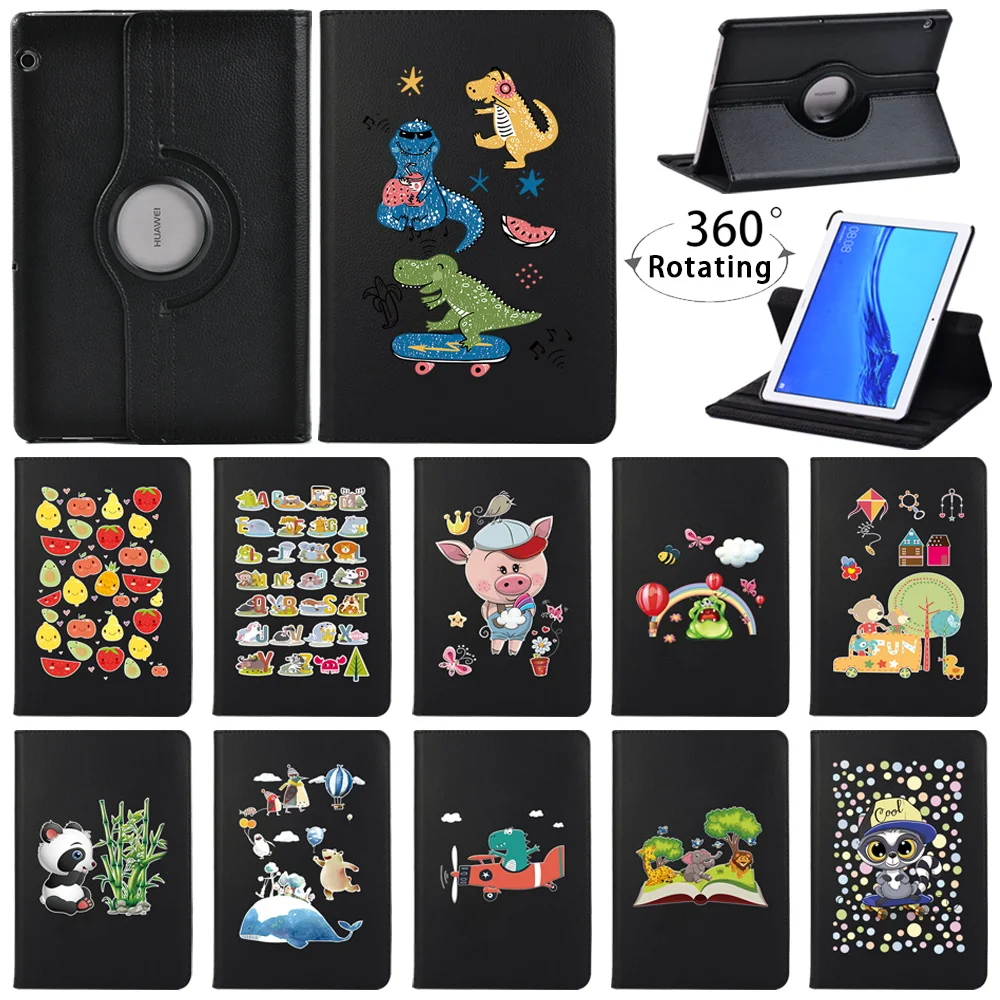 

360 Rotating Case for Huawei MediaPad T3 10 9.6"/T5 10 10.1" Tablet Case Stand Cover PU Leather Fashion Pattern