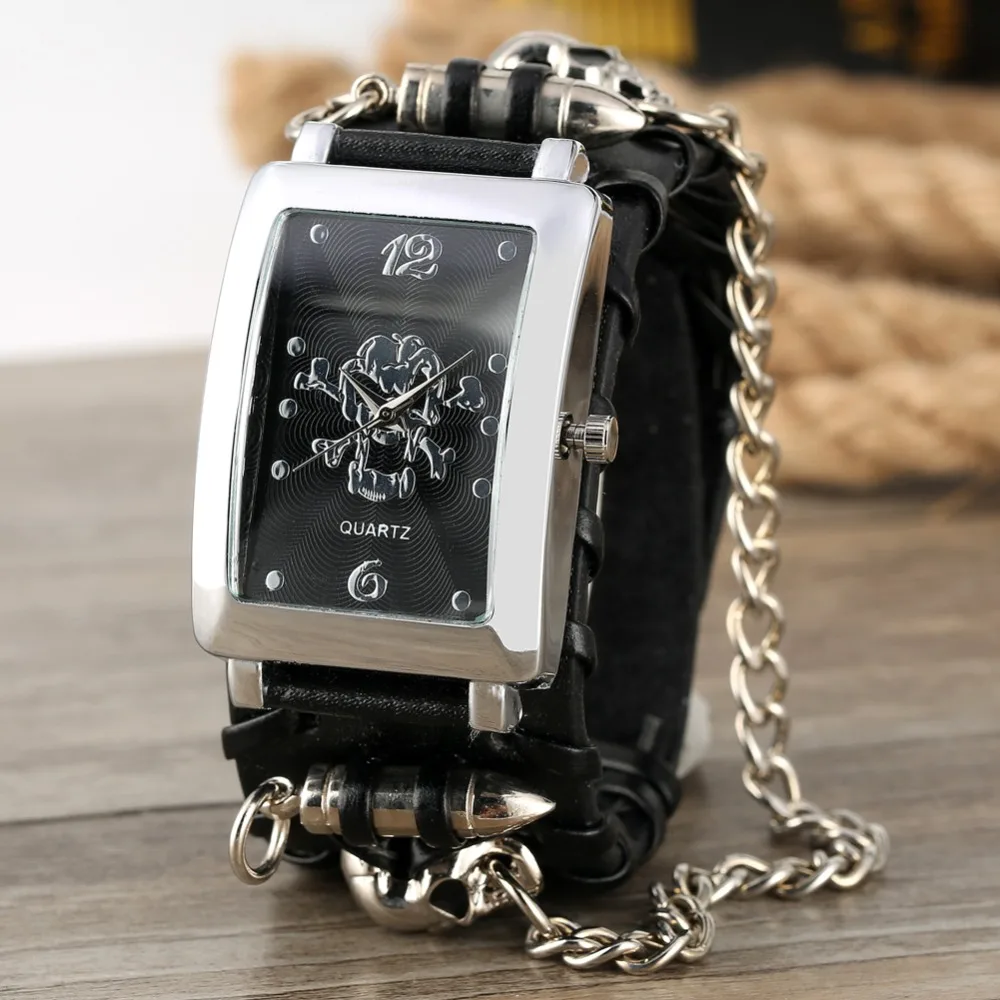 Часы с черепом, панк браслет, кварцевые часы, цепочка для наручных ...
