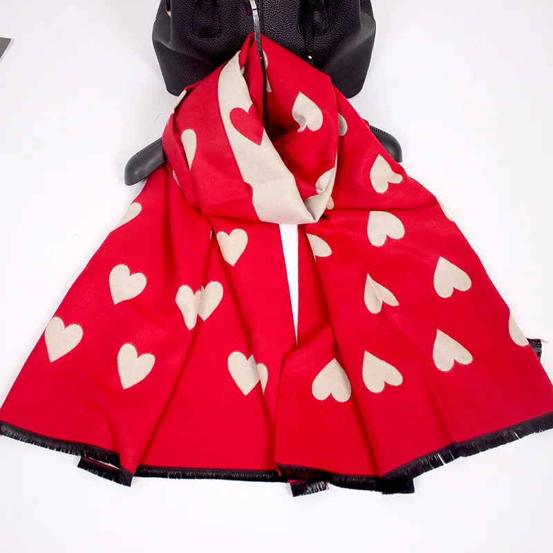 

Manufacturers Autumn And Winter New Style Cashmere Scarf Women's Korean-style Peach Heart Pattern Double-Sided Lengthen Dual Pur