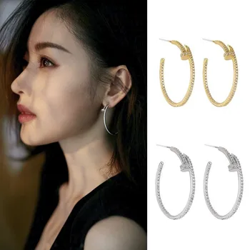 

Hiphop Earrings Hyperbole Crystal Rivet Big Hoop Earrings for Women Punk Earring Fashion Jewelry Femme Brincos Show Rock Earring