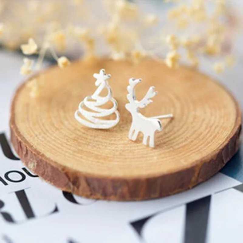 SMJEL, милые серьги в виде животных, маленькая елка, серьги-гвоздики в виде оленя для женщин и детей, серьги-гвоздики, ювелирные изделия на Рождество, Год, подарок для детей