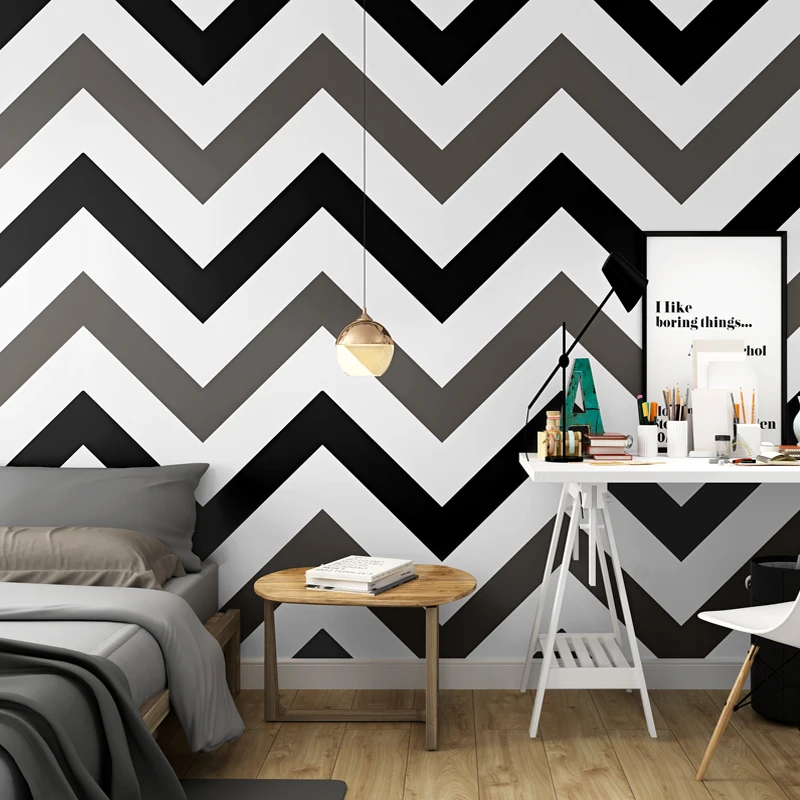 Brief Nordic INS Wave Pattern 3D Wallpaper Black Pink Gray Living Room Bedroom Paper Background Home Decor papel de parede | Обустройство