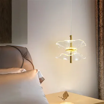 

Simple Luxury Acrylic LED Decoration Pendant Lights Design Aisle Restaurant Carving Line Lamp Single-Head Copper Droplight