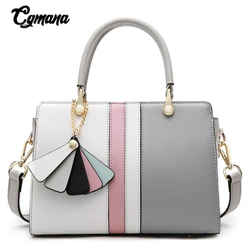 

Brand Handbag For Women Panelled Colors Women Tote Bag 100% Genuine Leather Office Lady Handbag Simple Crossbody Shoulder Purse