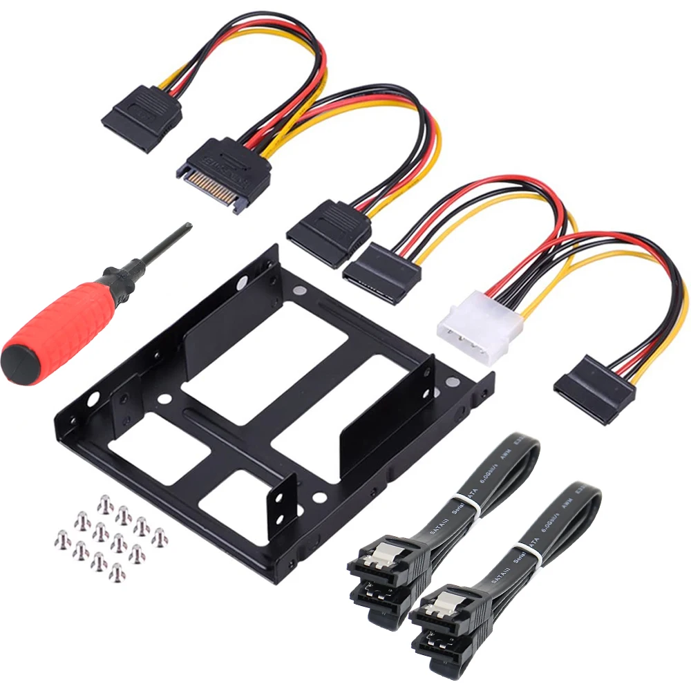 SSD Montage Halterung Adapter 2,5 zu 3,5 zoll SSD Montage Kit mit SATA Kabel und SATA Power Kabel – Detail 6