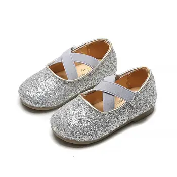 

2020 New Girls Sandals Fashion Korean Sequin Girl Shoes Children Dance Shoes With Bowtie Girls Flat Shoes 21-30