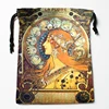 New Arrival Alphonse Mucha Drawstring Bags Print 18X22CM Soft Satin Fabric Resuable Storage Storage Clothes Bag Shoes Bags 3