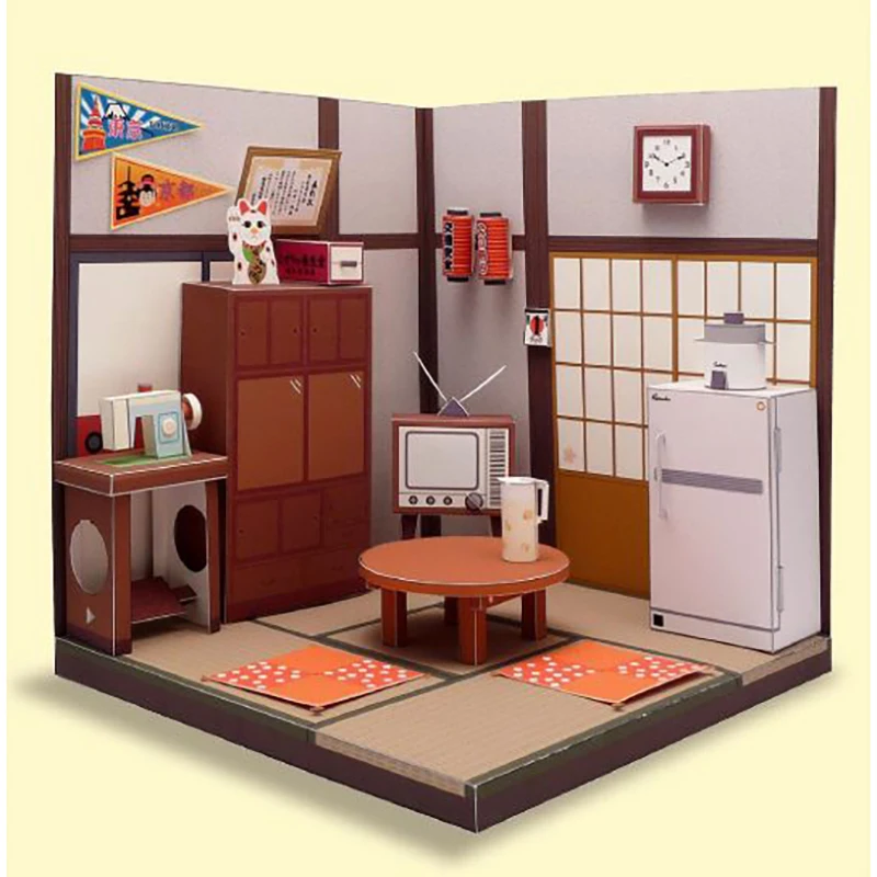DIY Dollhouse Casa Miniature Furniture Kit Japanese Living Room Paper