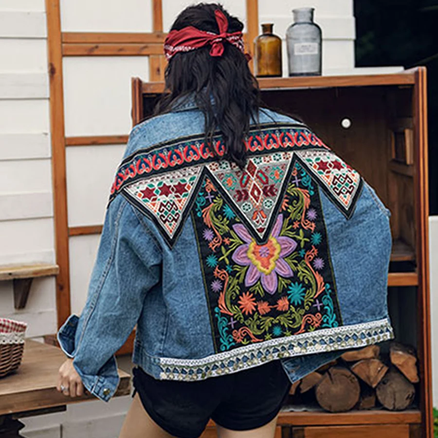 Jaket Wanita Musim Semi Boho Denim 