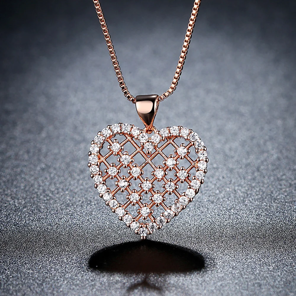 rose gold Цепь цветов радуги сердце кулон ожерелье для женщин Новая мода тайна серебро ожерелье подарок ювелирные изделия подарок на день рождения ожерелье женская модель - Окраска металла: rose gold