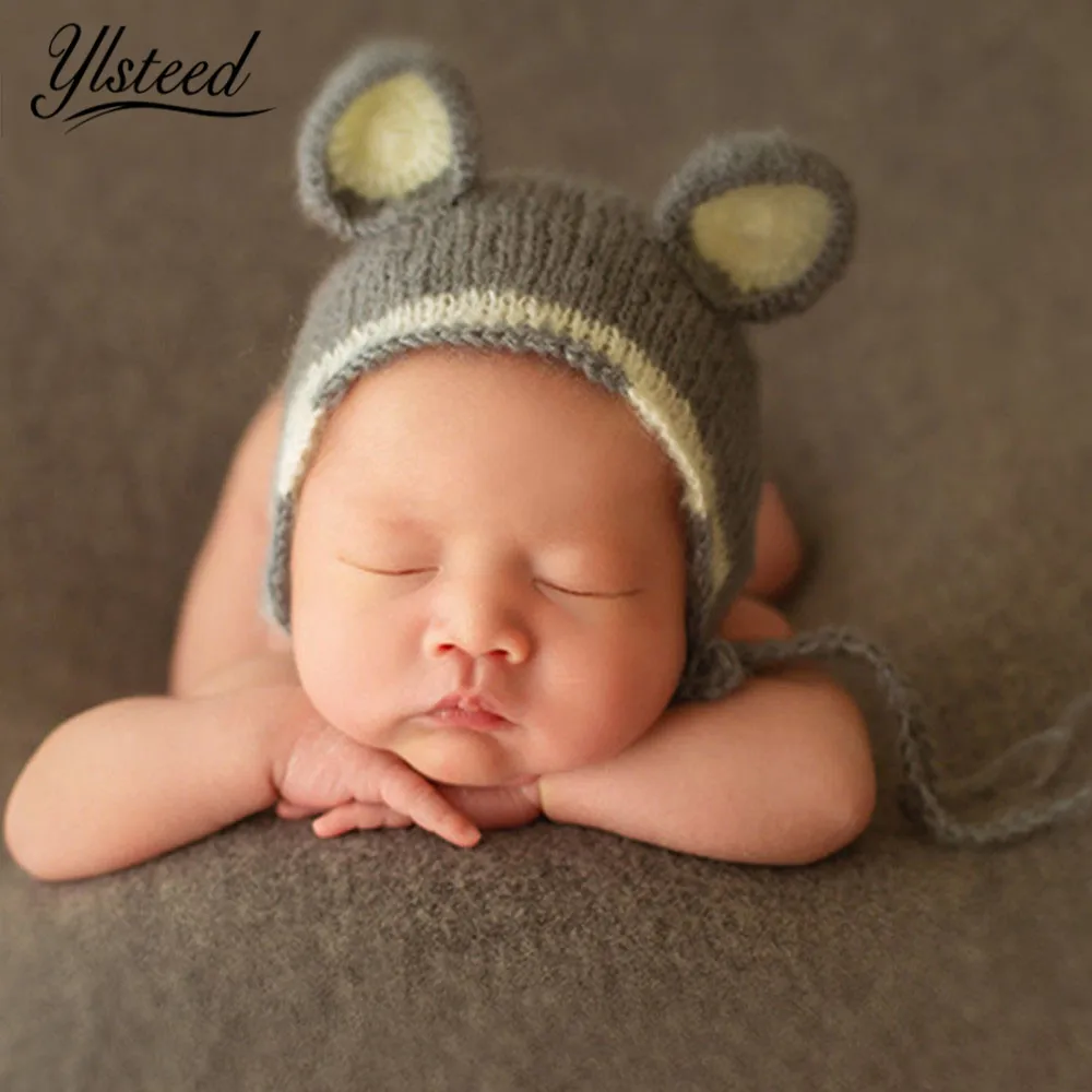 Вязаная шапка Ylsteed для новорожденных; реквизит для фотосессии; шапка с ушками для малышей; одежда для фотосессии