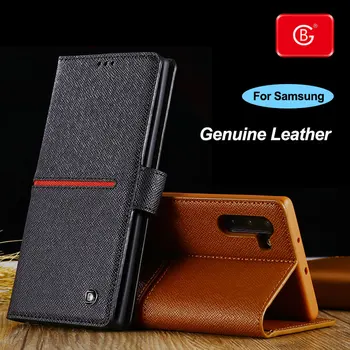 

Brand Luxury Genuine Leather Wallet Case For Samsung Galaxy Note 10 Plus Phone Shockproof Full Protective Back Flip Cover Cases