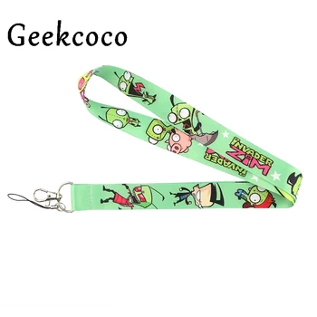 

10pcs/lot Alien cartoon lanyard keychains Accessory For Mobile Phone USB ID Badge Holder Keys Strap Tag Neck lanyard J0768