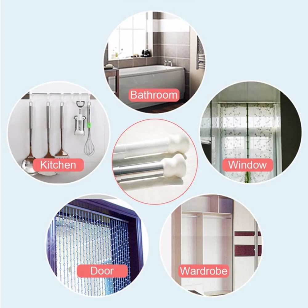 Aluminium Alloy Retractable Shower Curtain Rod Straight Bathroom Jackstay Window Curtain Rod Clothes Drying Rod