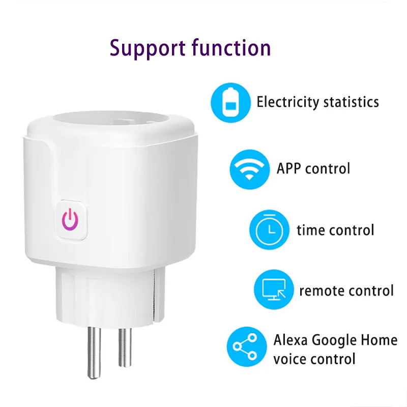 WIFI smart plug socket APP smart life wireless remote control compatible with Alexa Google voice control EU standard 16A plug