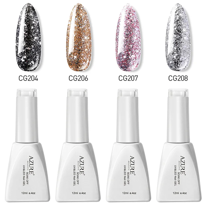 4PCS Azure beauty 6 шт/4 шт Платиновые Блестки УФ-гель для ногтей впитывающийся Блестящий лак для ногтей набор гель-лака с алмазным блеском - Цвет: 4PCS