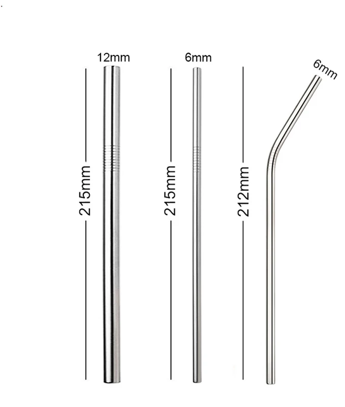 Многоразовые металлические трубочки для питья 304 нержавеющая сталь солома изогнутая прямая смузи солома с чистящей щеткой бар вечерние аксессуары