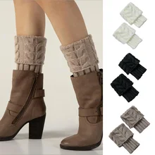 Лидер продаж, 1 пара, женские вязаные зимние носки под сапоги гетры, толстые сапоги вязаные гетры с манжетами, осенне-зимние короткие носки под сапоги