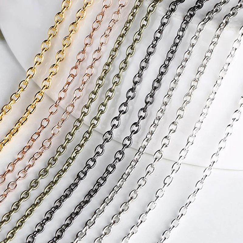 

5Meters Gold Silver Color Iron Metal Oval Cross Extension Necklace Chain For Jewelry Making DIY Crafts Findings Supplies