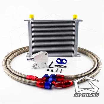 

30 Row 248mm AN10 British Oil Cooler Kit+Female Sandwich Plate Adapter Fits For LS1 LS2 LS3 LSX VE HSV VZ DRAG Black