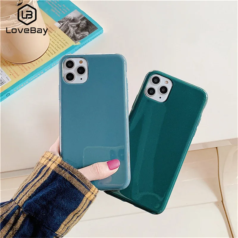 Lovebay глянцевый чехол для телефона iPhone 11 Pro X XR Xs Max тонкий однотонный Мягкий ТПУ 6 6s 7