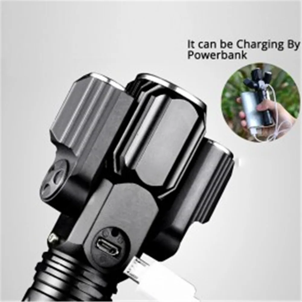 Adjustable Angle Bicycle Lights MTB Bike Front Light 3 LED T6 Flashlight USB Charging Cycling Lamp With 18650 Battery Torch