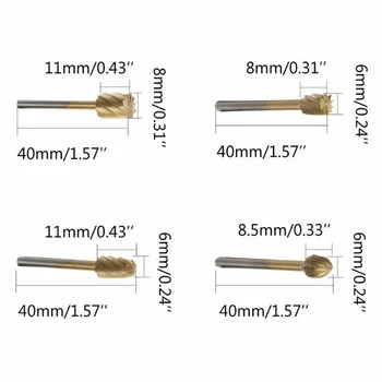 

10pcs 1/8 3/6/8mm Shank Rotary Burr Wood Carving File Rasp Drill Bits + Locator