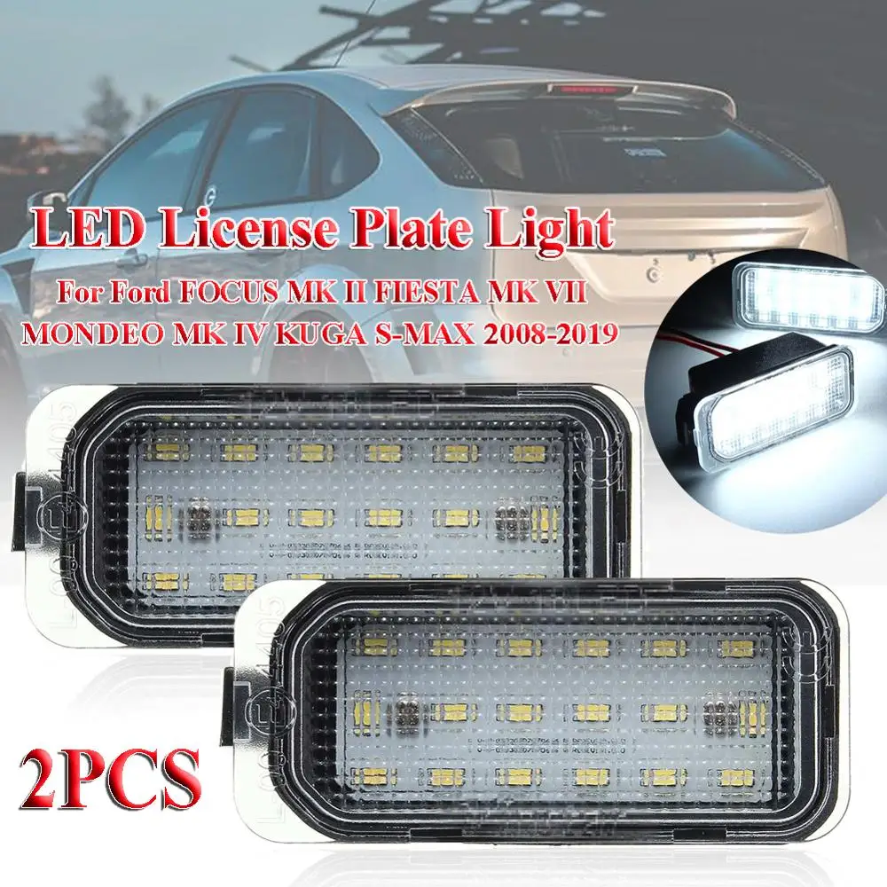 2X LED para placa de matrícula de luz para Ford FOCUS MK II FIESTA MK VII MONDEO MK IV KUGA S-MAX 2008-2019