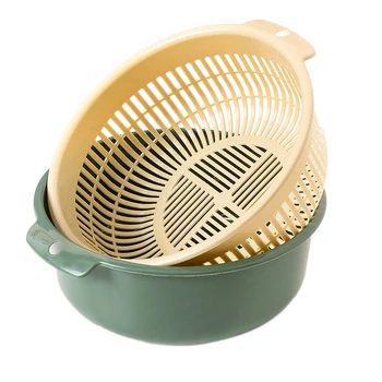 

Double Layer Hollowed Out Fruit Basin, Fruit Drain Basket, Creative Plastic Vegetable Basket, Kitchen Vegetable Basin