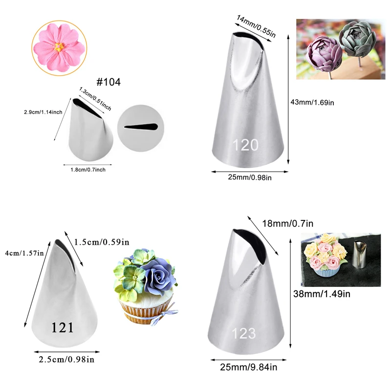 Rose Pastry Nozzles Cake Decorating Tools Flower Icing Piping Nozzle Cream Cupcake Tips Baking Accessories 20pcs/set cake decorating tip set cake icing nozzles baking nozzle set cake decorating nozzle set baking supplies