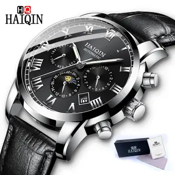 

HAIQIN New Top Brand Luxury Mechanical Men's Watches Fashion Sports Military Moon Phase Automatic Male Watches Relogio Masculino