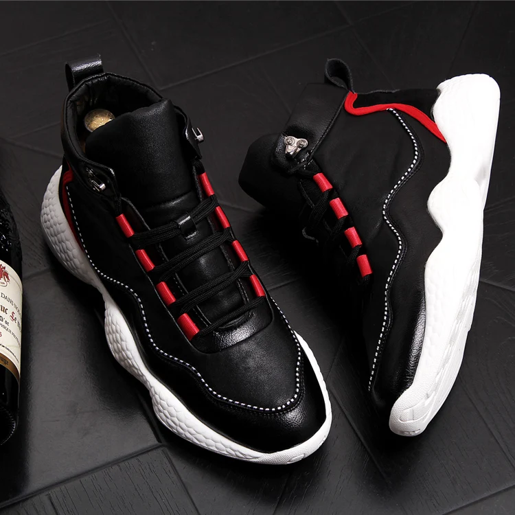 New Men Shoes Autumn Sneakers Men Breathable Casual Shoes Men Leather Shoes Fashion Men Loafers Tenis Masculino Man Shoes - Цвет: Черный