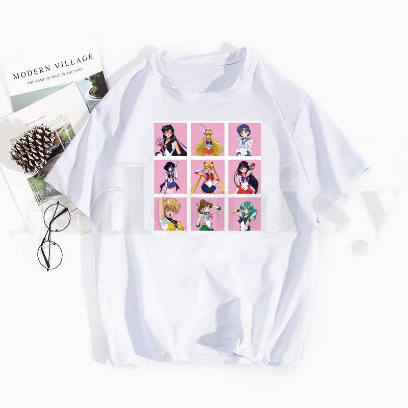 

Sailor Moon Harajuku Kawaii Anime Japanese kawaii T Shirts Tops Tees Men Women Short Sleeve Casual T Shirt Streetwear Funny