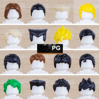 

15pcs/lot Figure mini dolls Head Hair helmet Dragon Ball Batman SWAT Ninja Mini Figures MOC DIY Building Blocks Bricks Toys
