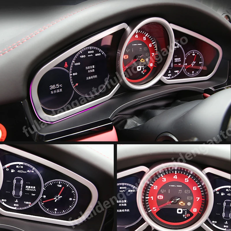 3 шт. для Porsche Cayenne ABS углеродное волокно красная внутренняя Передняя панель декоративная рамка, обшивка, Накладка для стайлинга автомобилей