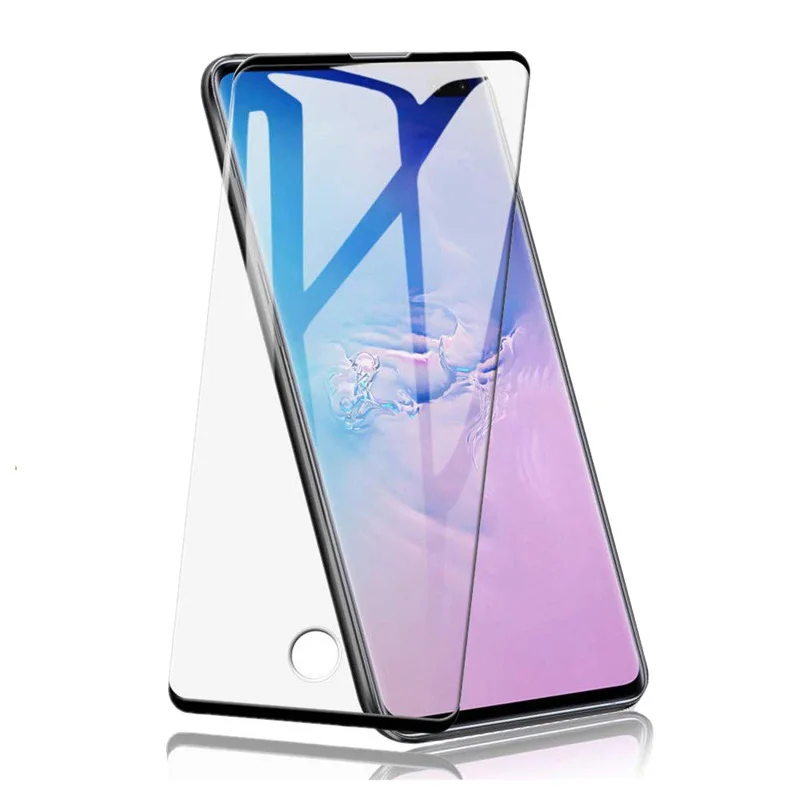 

2PCS Tempered Glass Screen Protector + One Free Camera Lens Film For Samsung Galaxy S10 S10 Plus Real 3D Full Cover Glass Film