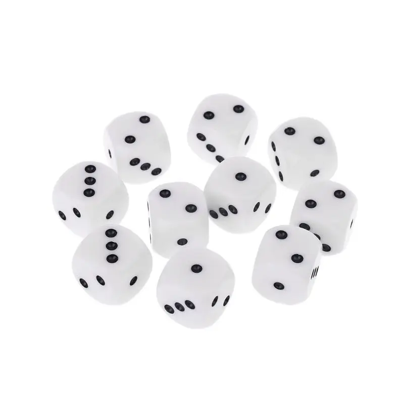 10Pcs 16mm D3 Six Sided Dices Beads Poly Desktop Table Playing Games 