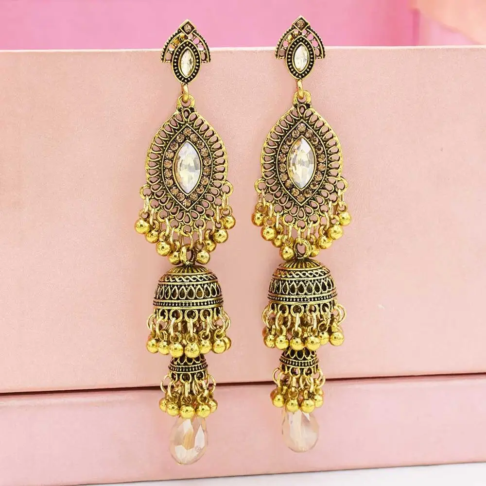Таиландские индийские винтажные этнические серьги Jhumka с колокольчиком и