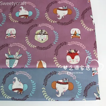 

160x300cm Animal Leaves Printed Cotton Fabric Cloth Sewing dress Quilting Fabrics for Patchwork Needlework DIY Handmade Material