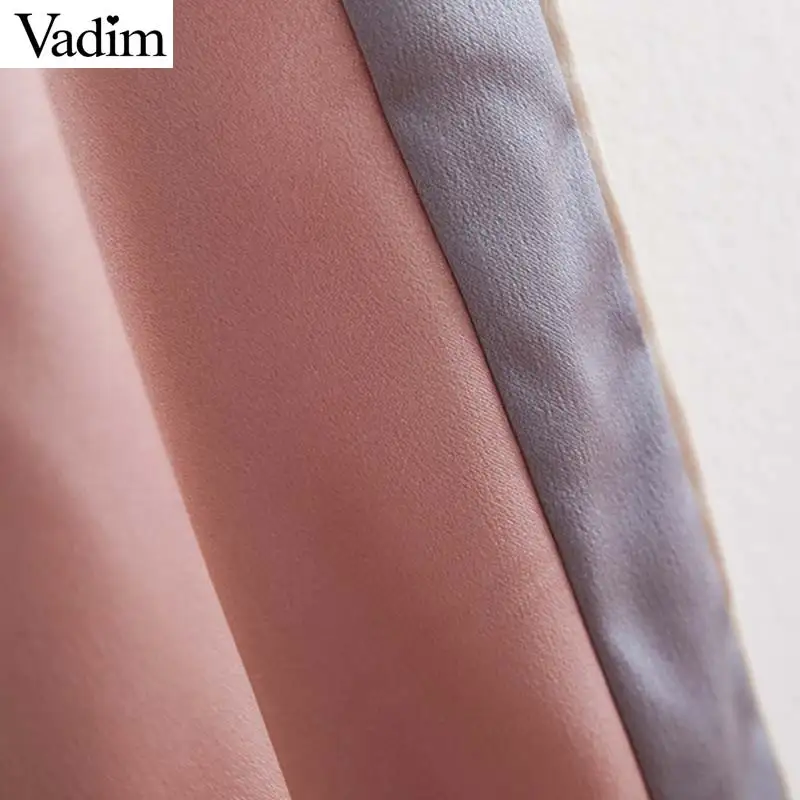 Vadim женские модные лоскутные брюки с боковой полосой на завязках эластичный пояс, карманы женские розовые повседневные милые брюки KB129