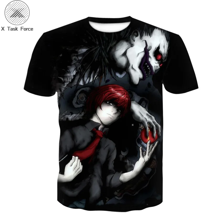 Angel And Demon T-shirt men Wome DEATH NOTE Kids Tshirt Hero Print Tops Tees Summer Boys/Girls Shirt Casual children 3D T shirts | Мать и
