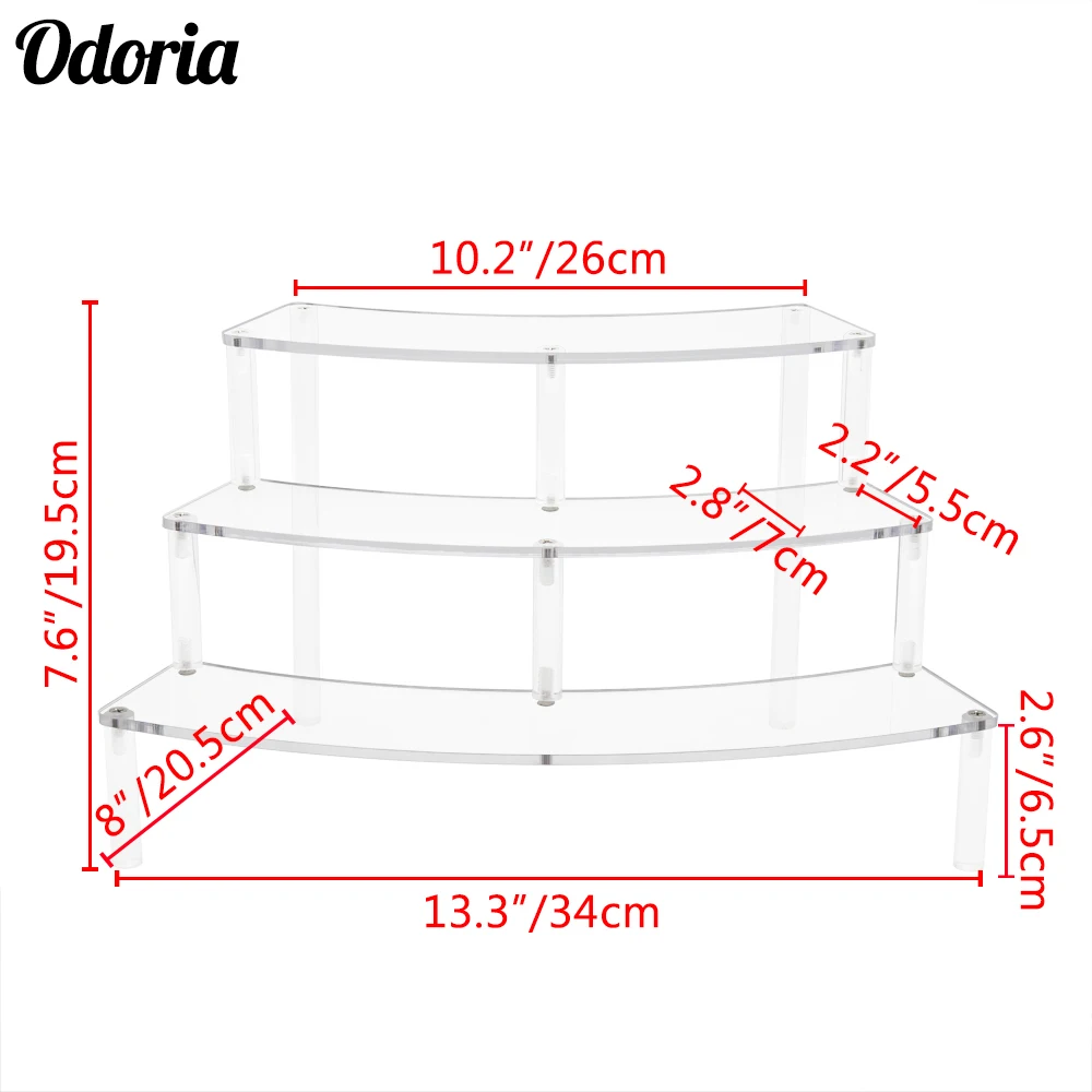 

Odoria 3 Step Acrylic Display Riser Transparent for Figurines Toys Nail Polish